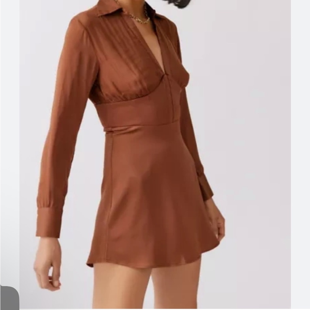 URBAN OUTFITTERS
Uo Phoebe Corseted Shirt Dress In Brown